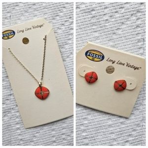 Fossil Necklace and Earring Set
